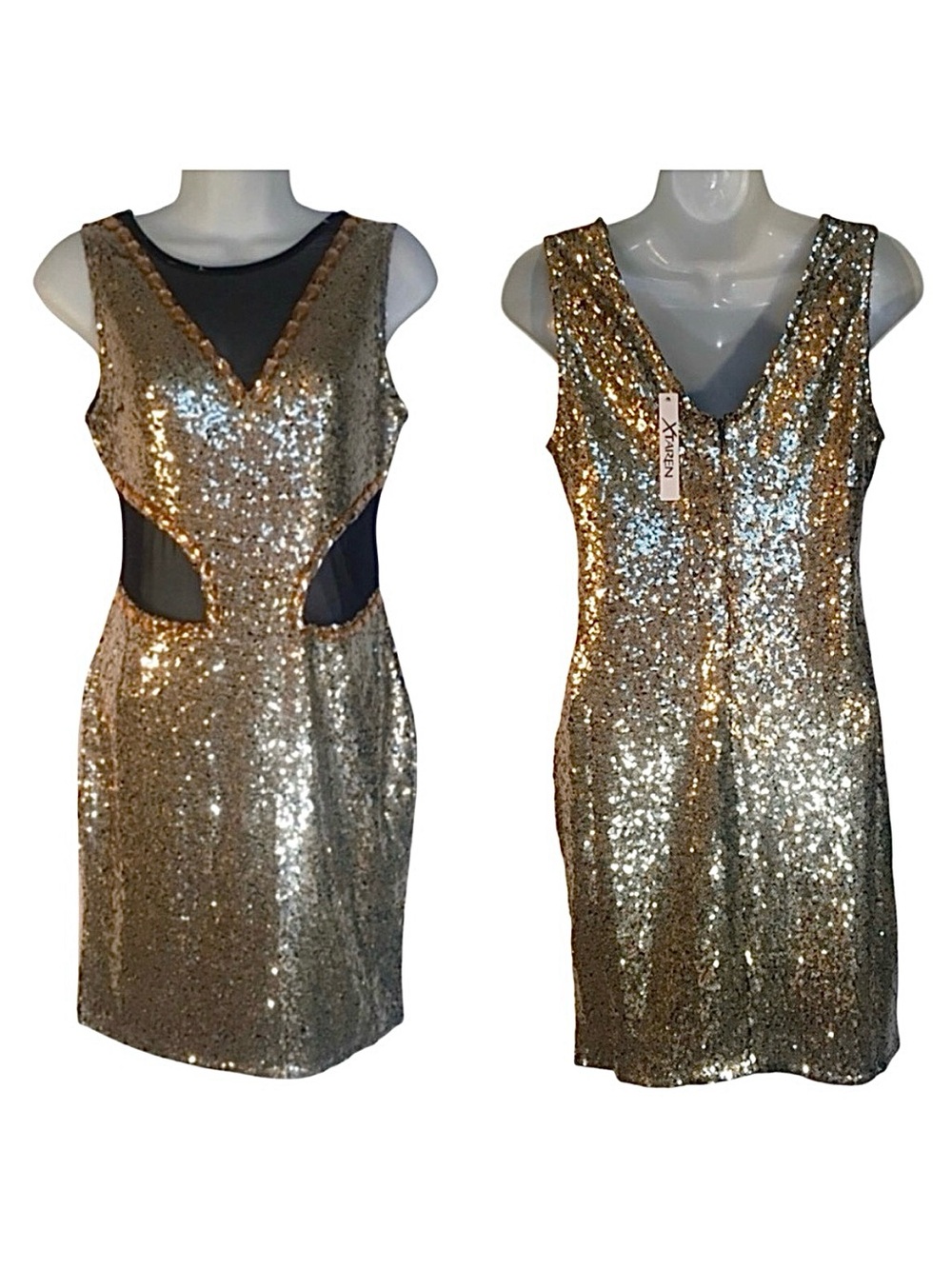 Xtaren Gold Sequin Party Dress